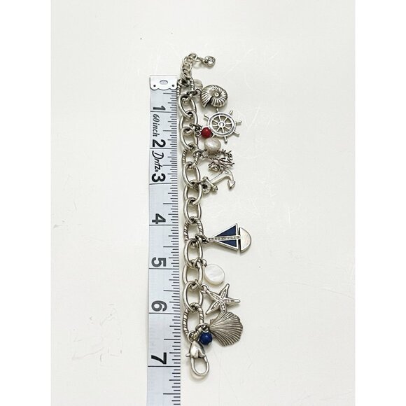 Retired Brighton Ship to Shore Nautical Charm Bracelet Sailboat Anchor Shell - Picture 3 of 5
